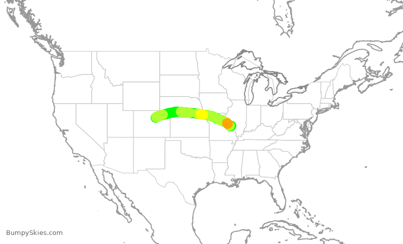 Turbulence forecast map for SWA3831, STL to DEN