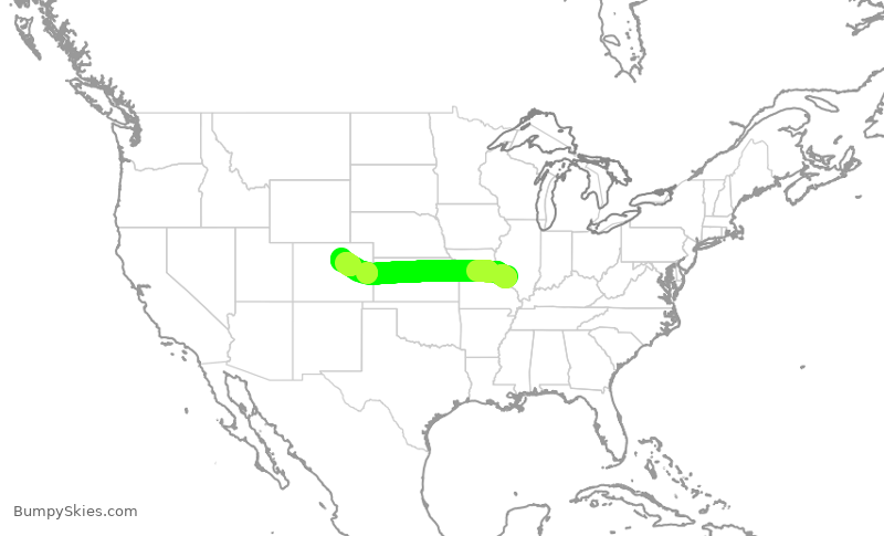 Turbulence forecast map for SWA3832, STL to DEN