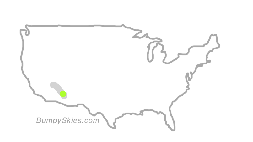 Map of continental US with illustrated flight path and turbulence forecast (described in text below)