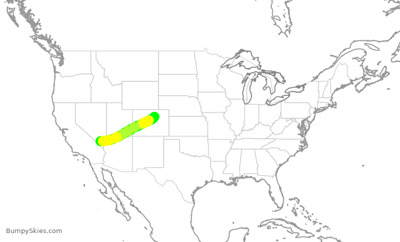 Turbulence forecast map for SWA3843, LAS to DEN