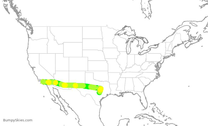 Turbulence forecast map for SWA3847, LAX to AUS