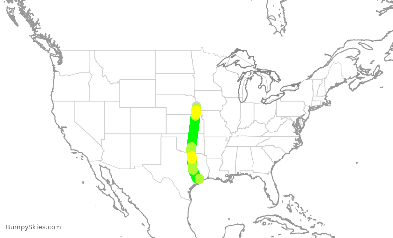 Turbulence forecast map for SWA3849, OMA to HOU
