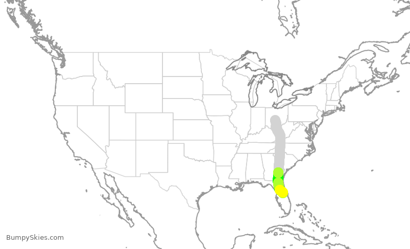 Turbulence forecast map for SWA384, CMH to MCO