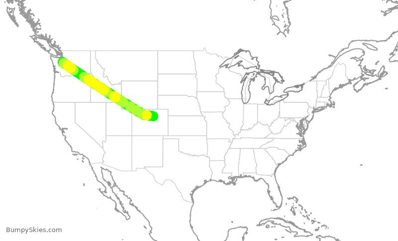 Turbulence forecast map for SWA3856, DEN to SEA