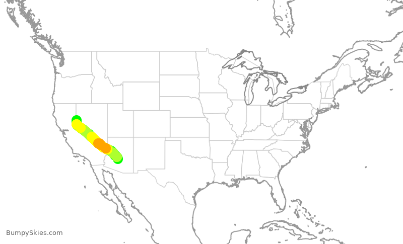 Turbulence forecast map for SWA3860, PHX to RNO