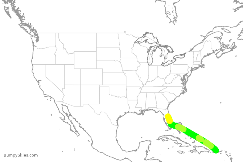 Turbulence forecast map for SWA3860, SJU to MCO