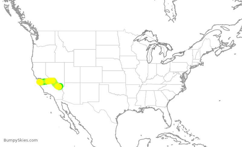 Turbulence forecast map for SWA3865, LAS to SJC