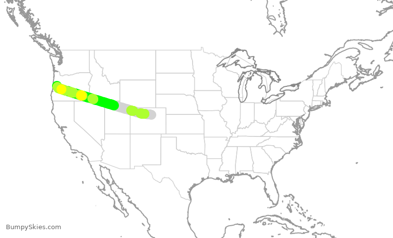 Turbulence forecast map for SWA3866, DEN to EUG