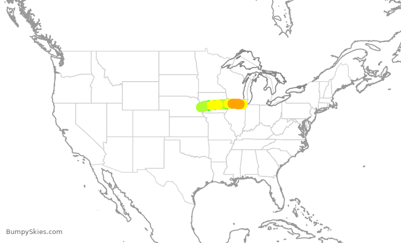 Turbulence forecast map for SWA3867, MDW to OMA