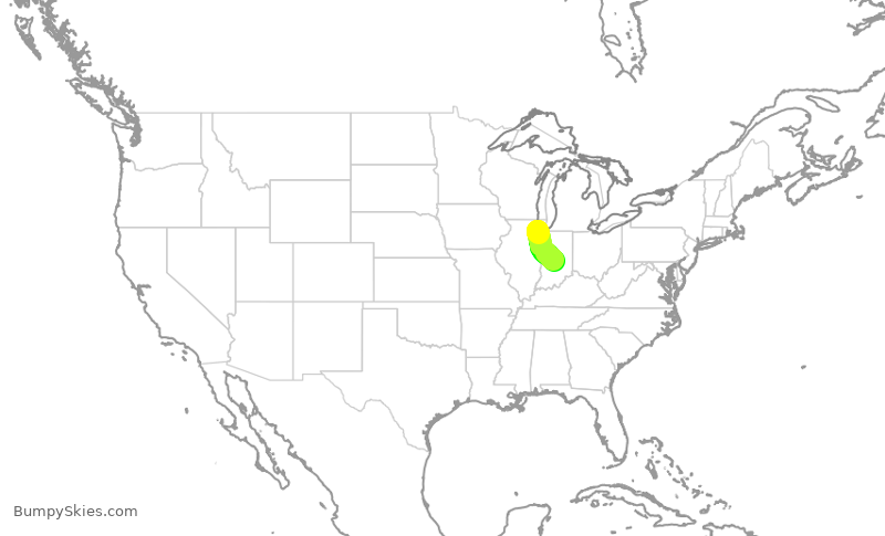 Turbulence forecast map for SWA3877, MDW to IND