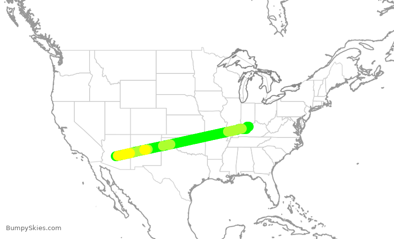 Turbulence forecast map for SWA3878, PHX to SDF