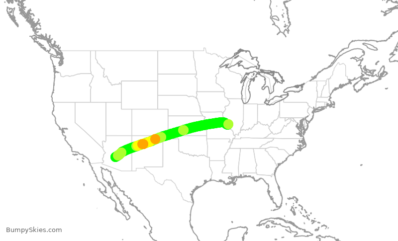 Turbulence forecast map for SWA3878, STL to PHX