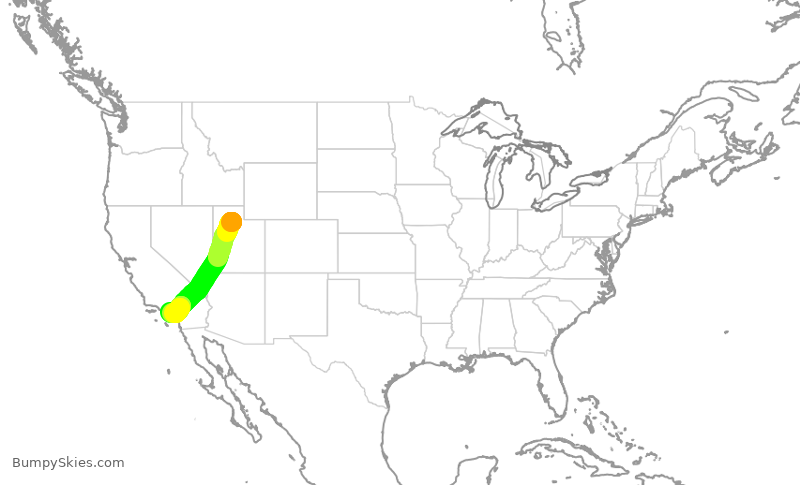 Turbulence forecast map for SWA3883, SLC to LGB
