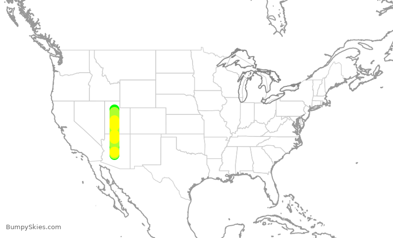 Turbulence forecast map for SWA3885, PHX to SLC