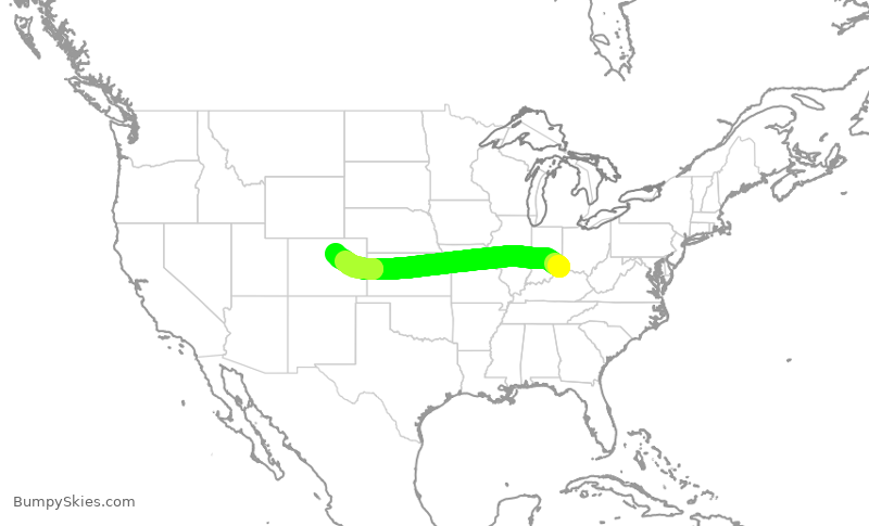 Turbulence forecast map for SWA3895, CVG to DEN