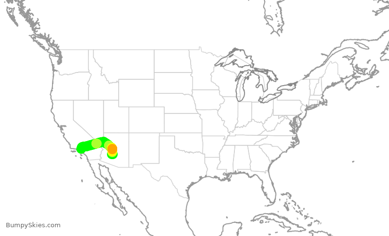 Turbulence forecast map for SWA3896, BUR to PHX