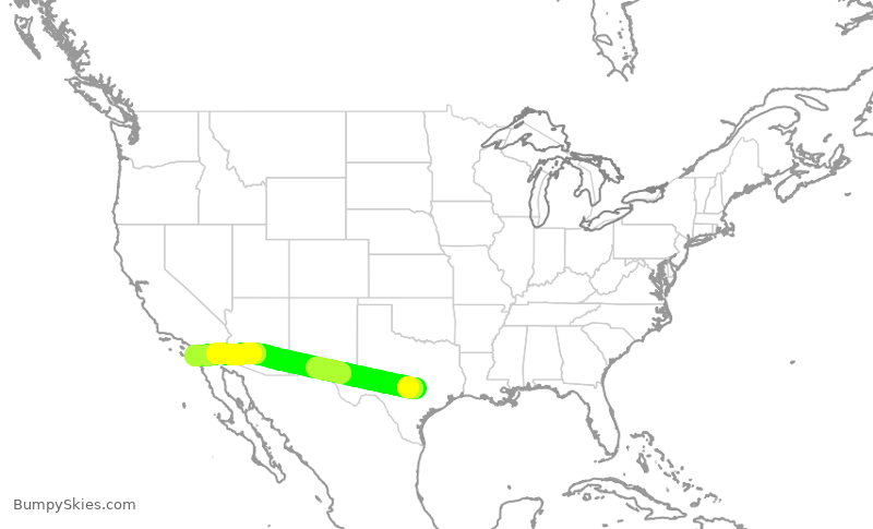 Turbulence forecast map for SWA389, AUS to SAN