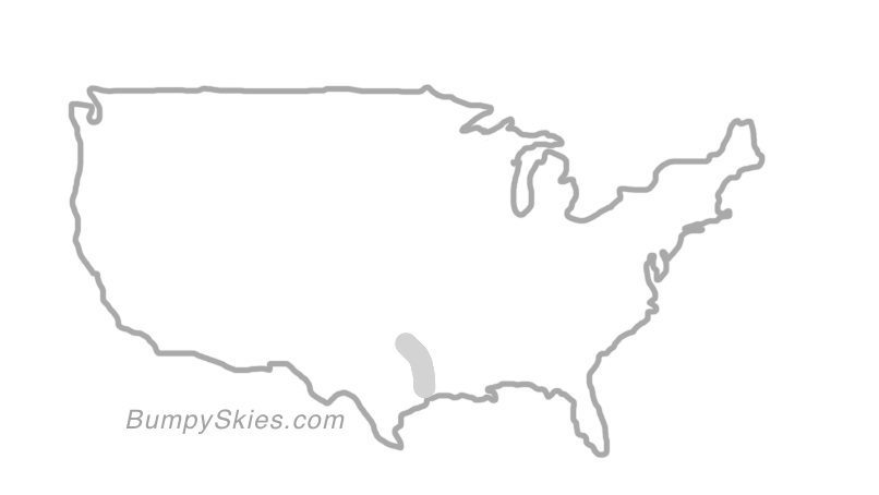 Map of continental US with illustrated flight path and turbulence forecast (described in text below)