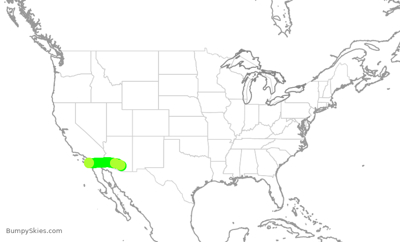 Turbulence forecast map for SWA3900, SAN to TUS