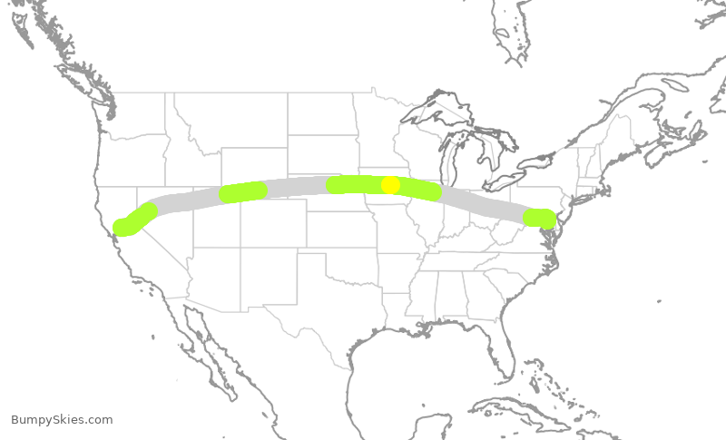 Turbulence forecast map for SWA3907, SMF to BWI