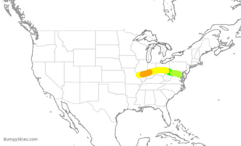 Turbulence forecast map for SWA3907, STL to DCA
