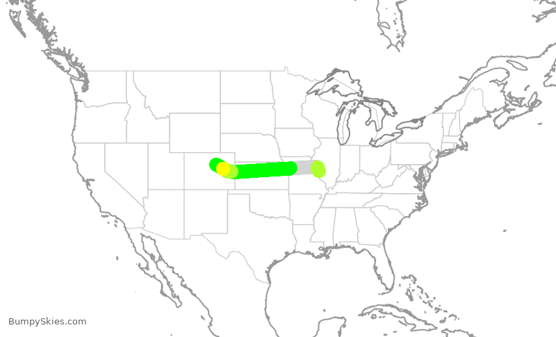 Turbulence forecast map for SWA3909, STL to DEN