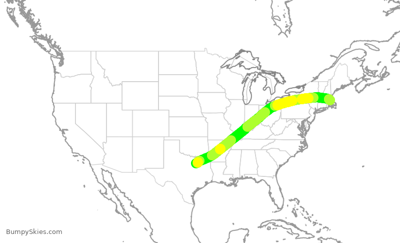 Turbulence forecast map for SWA3910, DAL to BOS