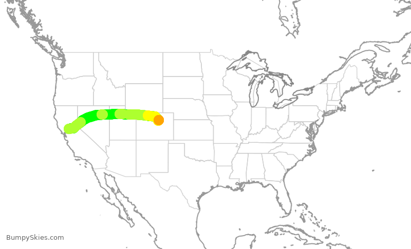Turbulence forecast map for SWA3911, SMF to DEN