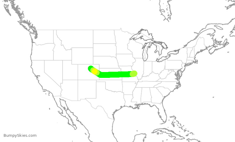 Turbulence forecast map for SWA3912, STL to DEN