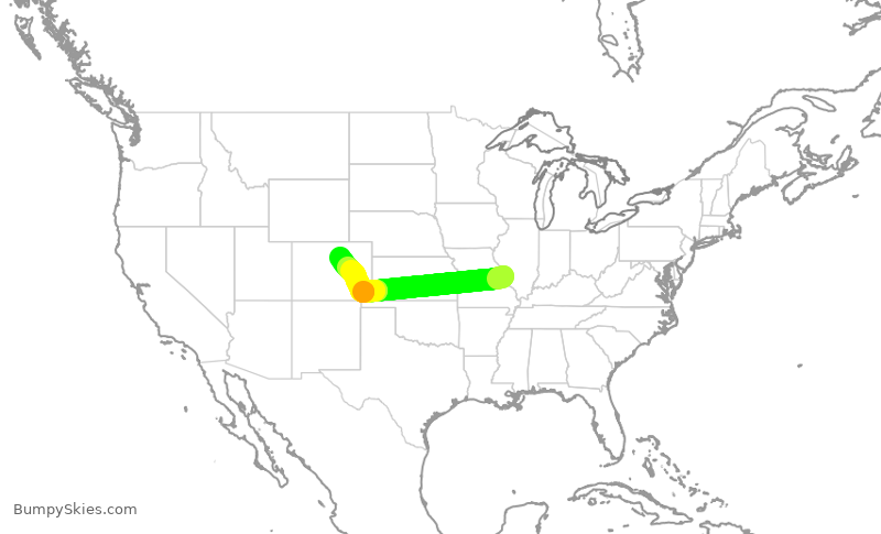 Turbulence forecast map for SWA3913, STL to DEN