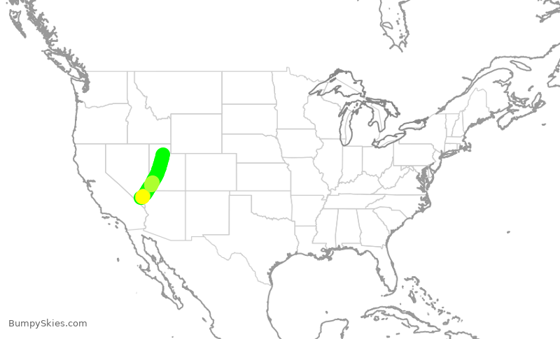 Turbulence forecast map for SWA3916, LAS to SLC