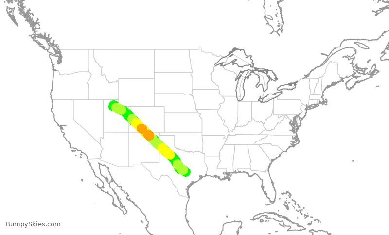 Turbulence forecast map for SWA3916, SLC to AUS