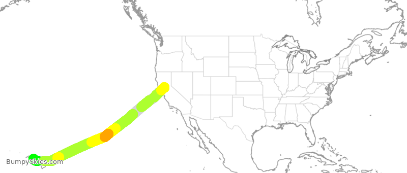 Turbulence forecast map for SWA3916, SMF to HNL