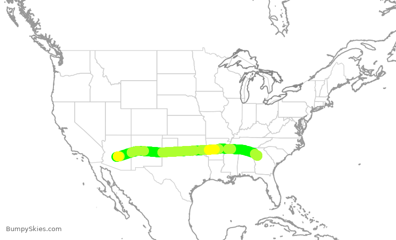 Turbulence forecast map for SWA3917, PHX to ATL