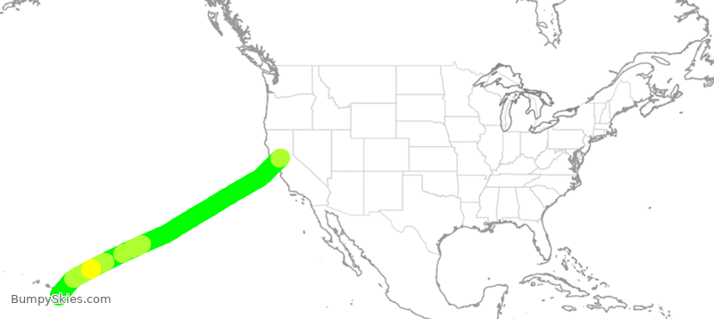 Turbulence forecast map for SWA3918, SMF to KOA