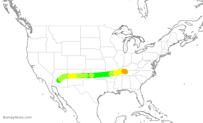 Turbulence forecast map for SWA3919, BNA to PHX
