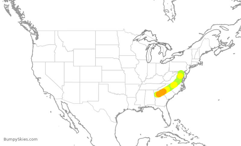 Turbulence forecast map for SWA392, ATL to BWI