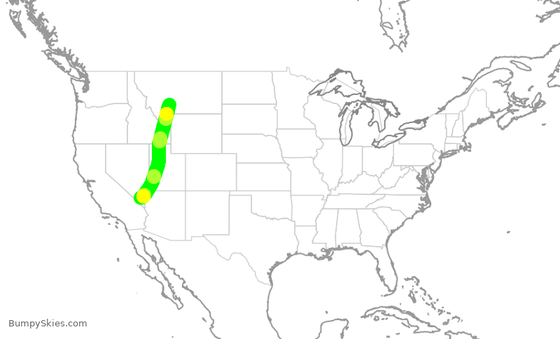 Turbulence forecast map for SWA392, LAS to BZN