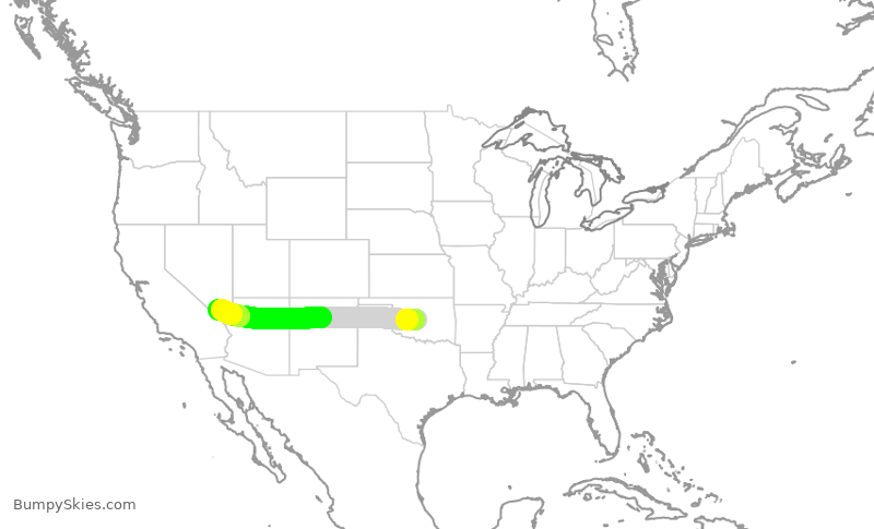 Turbulence forecast map for SWA392, OKC to LAS