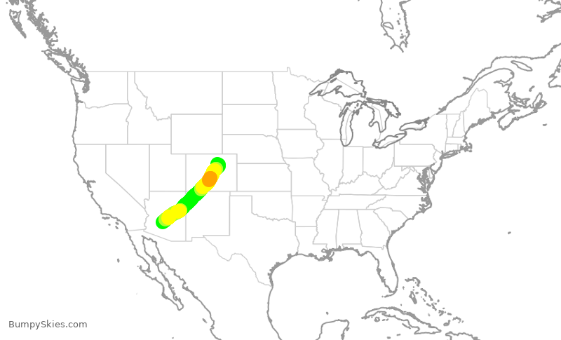 Turbulence forecast map for SWA3930, DEN to PHX