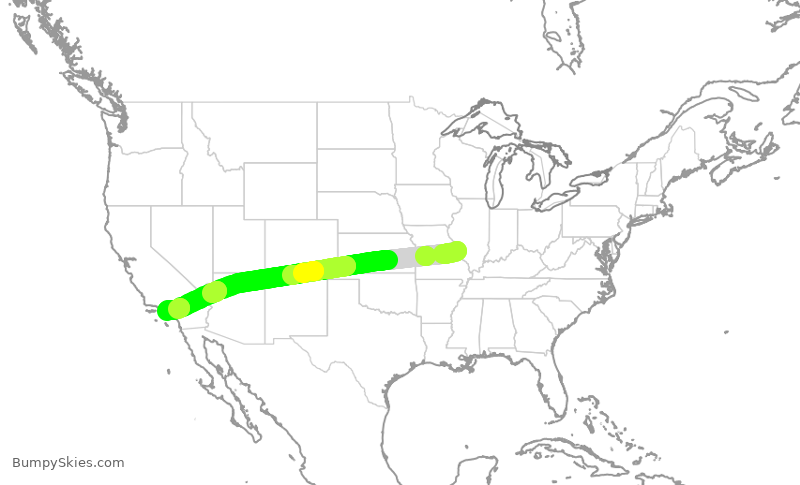 Turbulence forecast map for SWA3937, STL to LAX