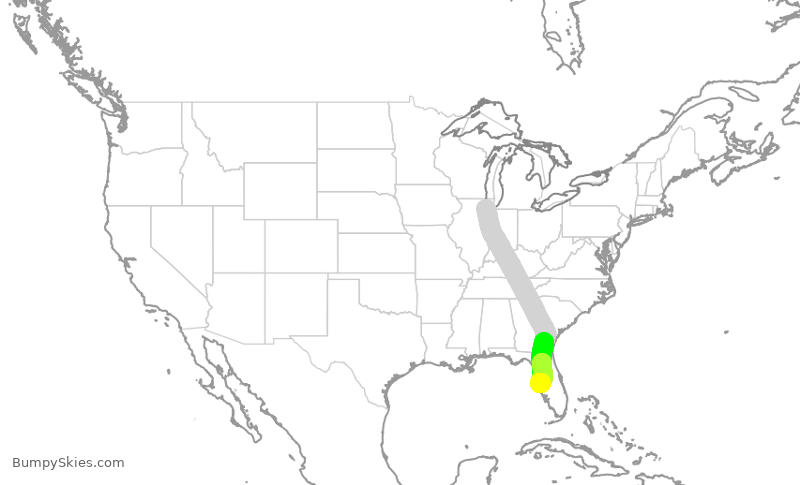 Turbulence forecast map for SWA393, MDW to TPA