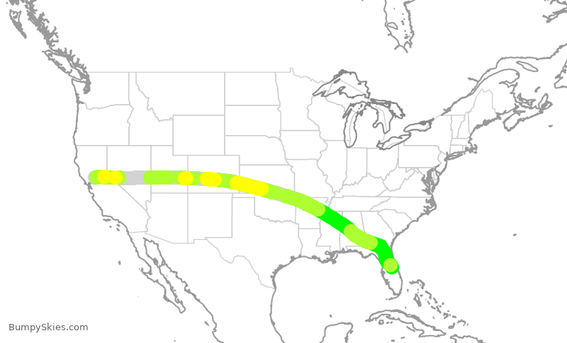 Turbulence forecast map for SWA3943, SMF to MCO