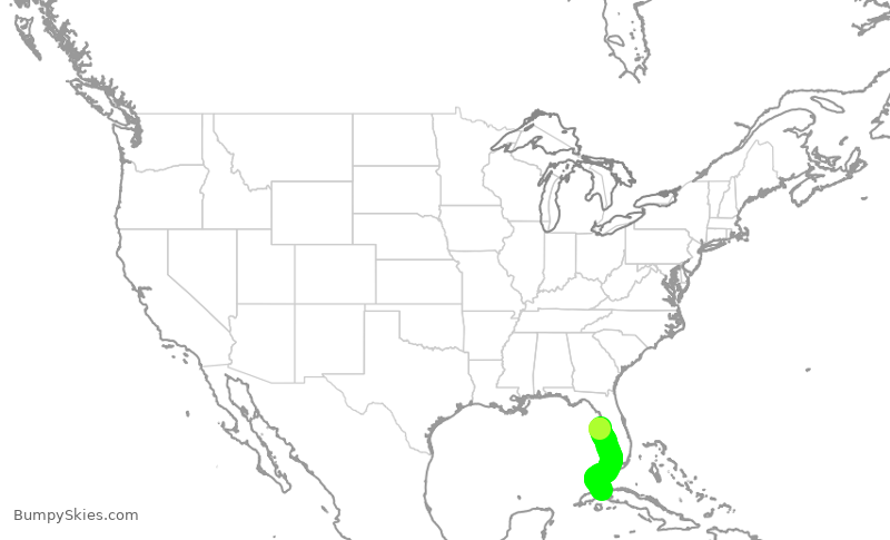 Turbulence forecast map for SWA3952, TPA to HAV