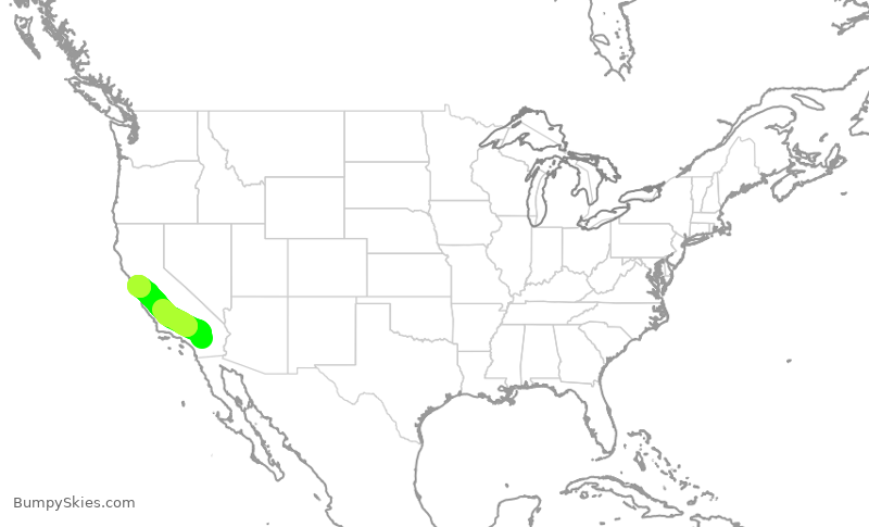 Turbulence forecast map for SWA3959, PSP to OAK