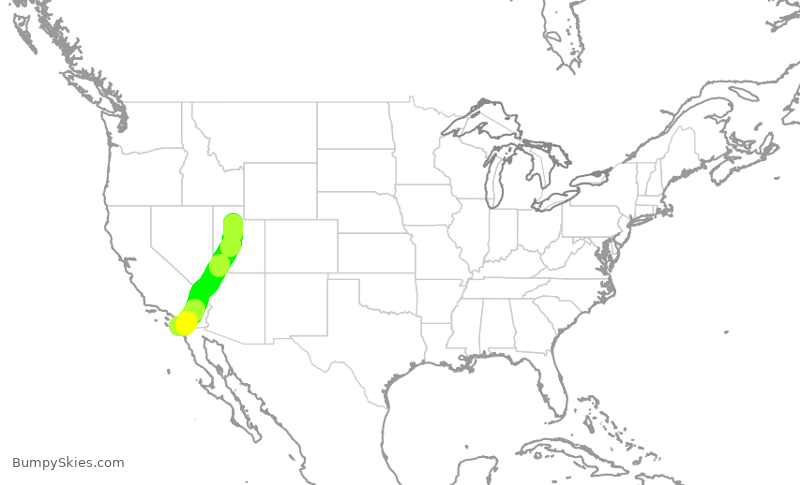 Turbulence forecast map for SWA3964, SLC to SAN