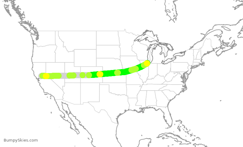 Turbulence forecast map for SWA3966, SMF to MDW