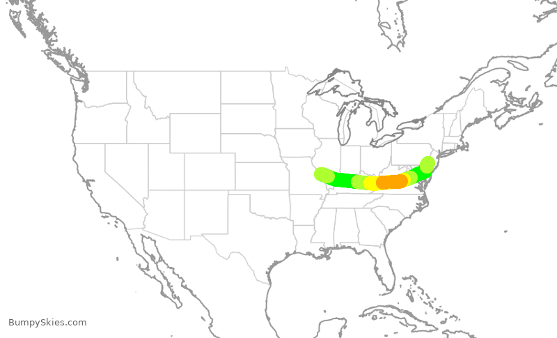 Turbulence forecast map for SWA3966, STL to PHL