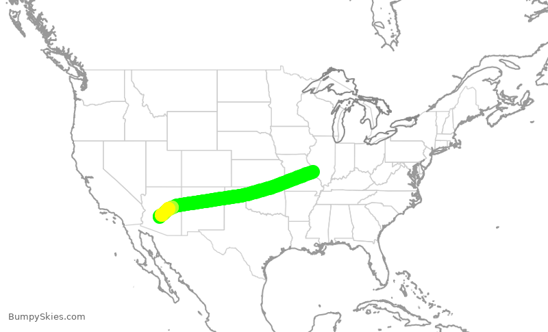 Turbulence forecast map for SWA3967, STL to PHX