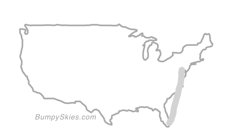 Map of continental US with illustrated flight path and turbulence forecast (described in text below)